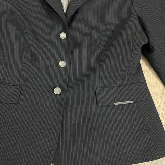 Tahari ASL Stripe Blazer Jacket Black Women's 14 Stretch Office Career - Picture 7 of 16